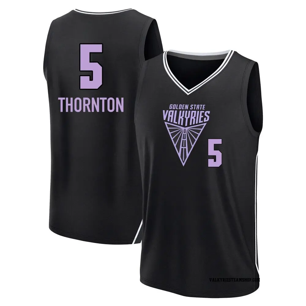 Men's Kayla Thornton ＃5 Replica Black Golden State Valkyries Fanatics Explorer Edition Fast Break Jersey